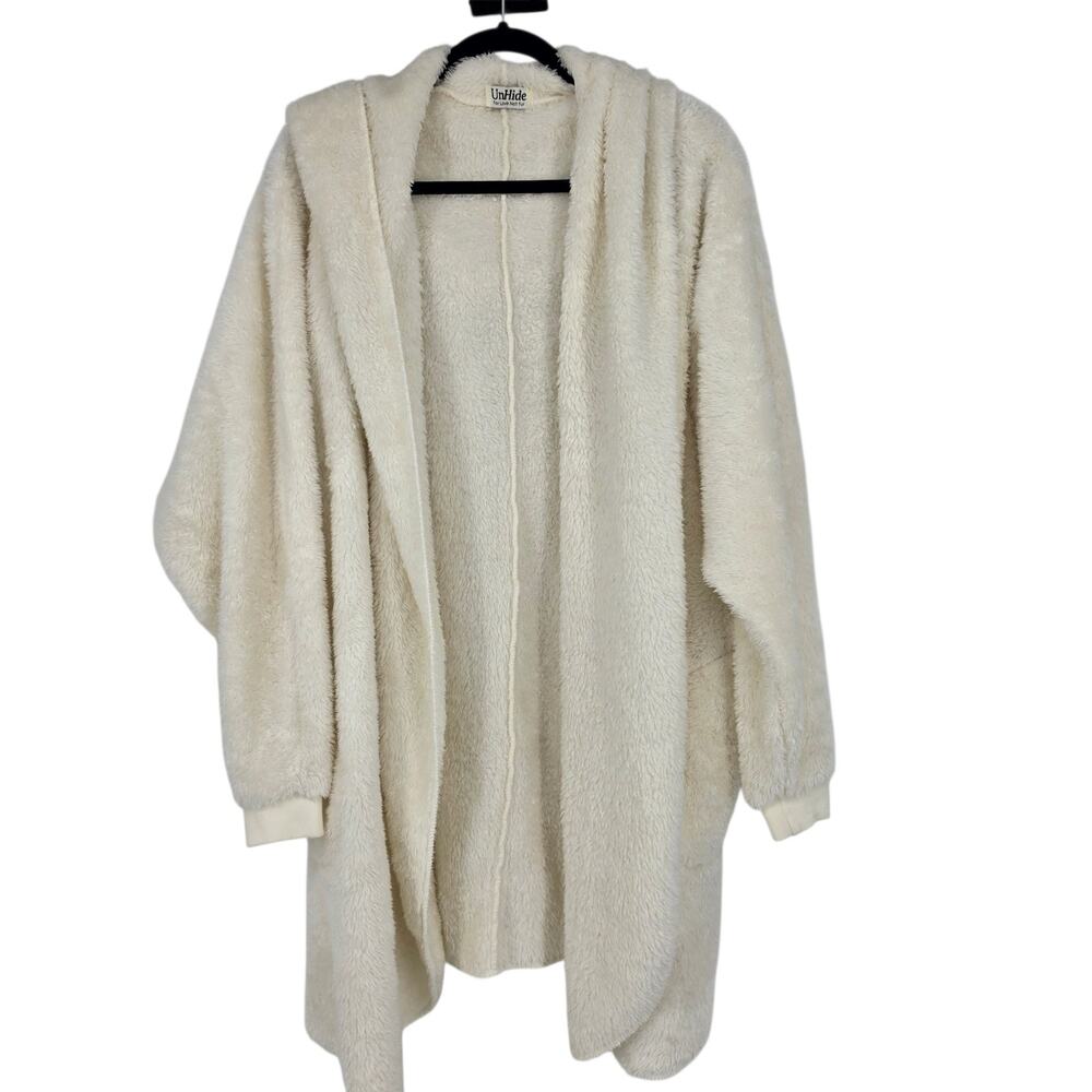 UnHide Ivory Shleepy Faux Sherpa Hooded Wearable Blanket Robe Size Standard